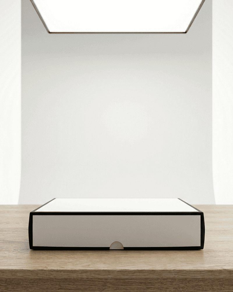 Premium white drawer box with black edge frame